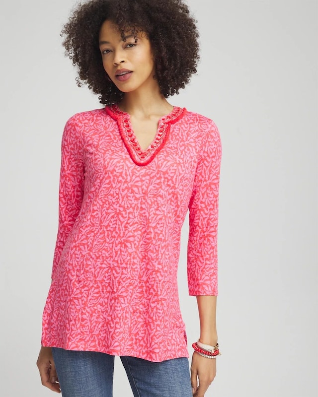 Linen Reef Embellished Tunic - image 1